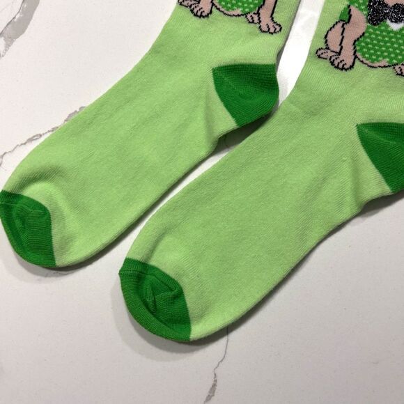 Pugs Dog Green Fashion Socks Shamrock St Patrick’s Day - Picture 4 of 5